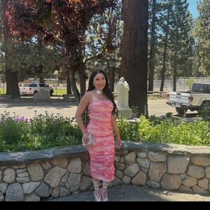 Pink Tie-Dye Midi Dress - Classic Women's Summer Dress